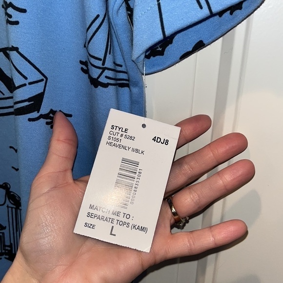 NAUTICAL preppy boat coastal sailboat beach short sleeve blue top NWT Large - Picture 5 of 6